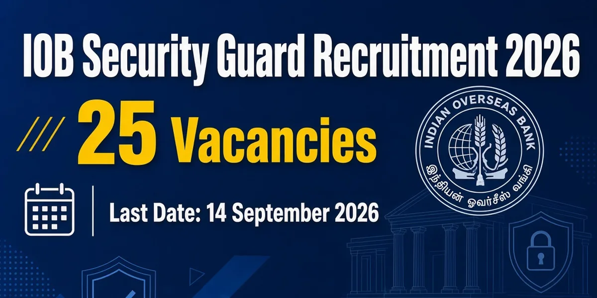 IOB Security Guard Recruitment 2026 - Apply Online